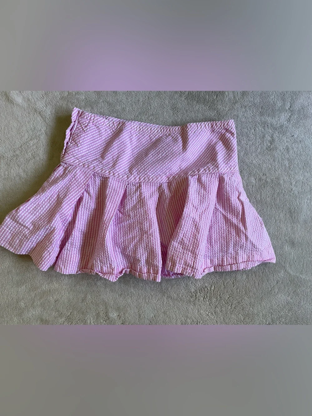 Ralph Lauren Girls Pink and White Striped Cotton Skirt 6X